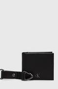 Portfele - Calvin Klein Jeans portfel skórzany + brelok męski kolor czarny - miniaturka - grafika 1