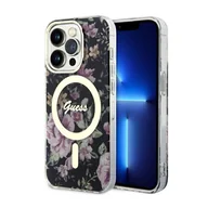 Etui i futerały do telefonów - Guess GUHMP14LHCFWSK do Apple iPhone 14 Pro 6.1" czarny/black hardcase Flower MagSafe - miniaturka - grafika 1