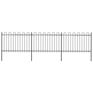 Vidaxl z zaokrąglonymi końcami, stalowe, 5,1x1,2 m, czarne - Ogrodzenia - miniaturka - grafika 2