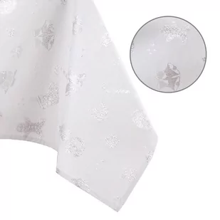 Obrus CHRISTMAS STORY kolor biały drukowany motyw świąteczny 130x180 prostokąt ameliahome - TCLOTH/AH/CHRISTMASSTORY/HMD/SILVER/ - Obrusy i serwetki - miniaturka - grafika 1
