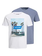 Koszulki męskie - JACK & JONES T-shirt męski, Biały 12234610, L - miniaturka - grafika 1