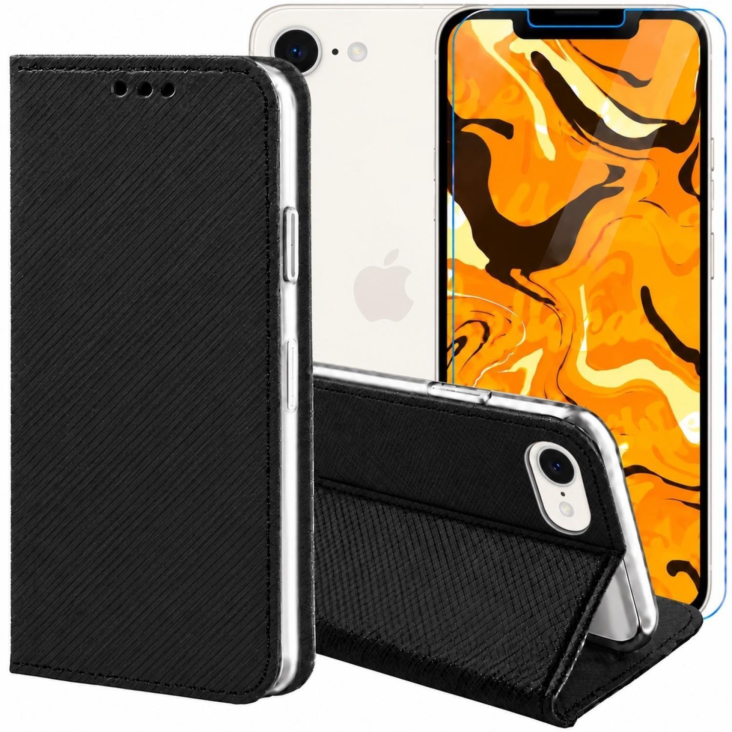 krainaGSM Etui z Klapką Do Apple iPhone 16e / 17e Czarne, Zamykane, Kabura Szkło