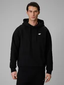 Bluzy męskie - 4F Bluza dresowa regular z kapturem męska - czarna XXL - miniaturka - grafika 1