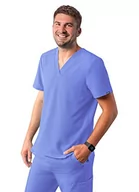 Koszulki męskie - Adar Addition Scrubs dla mężczyzn - klasyczny top do szorowania z dekoltem w serek, Ceil Blue, XL - miniaturka - grafika 1