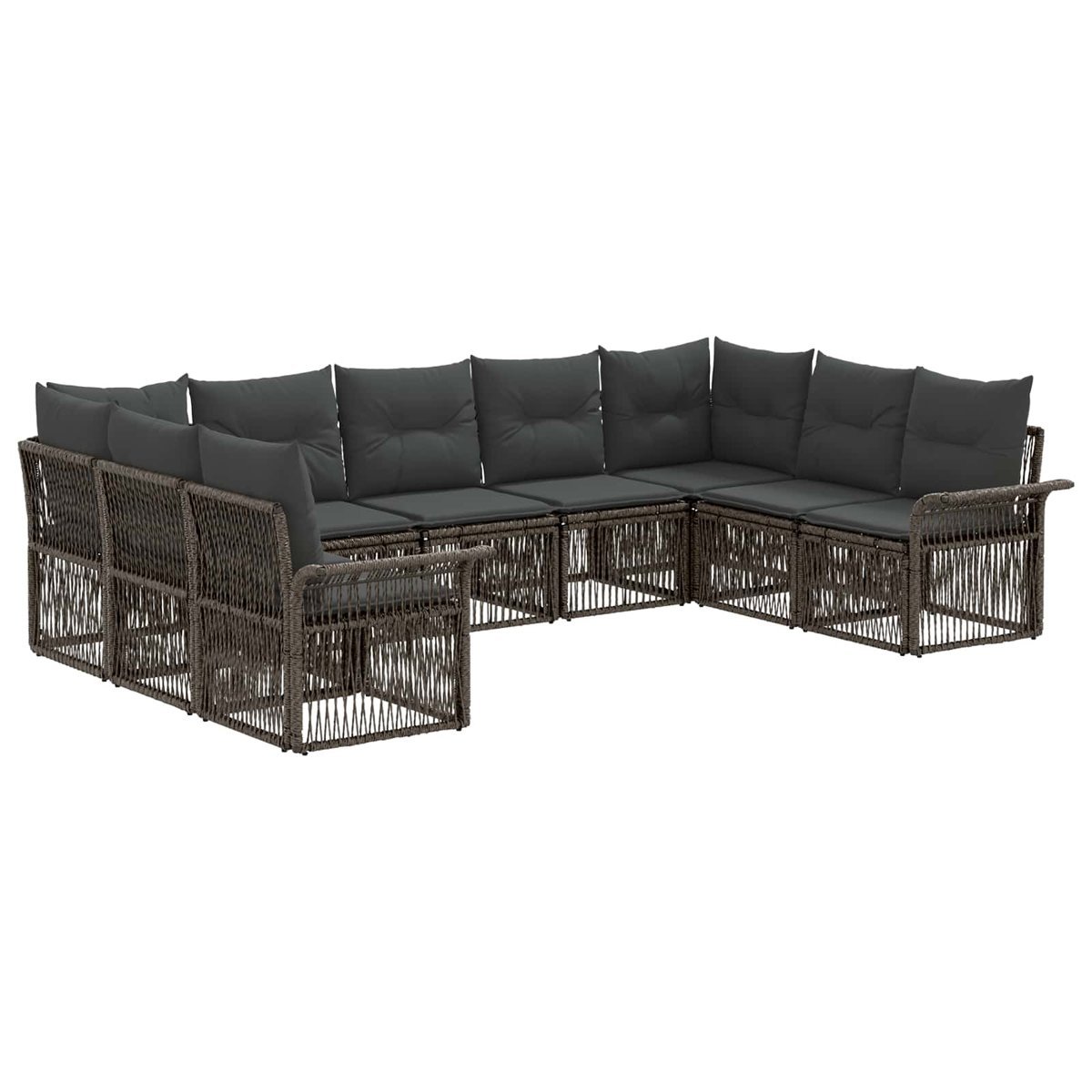 vidaXL Zestaw Sof na Ogród 9 pcs Szary polirattan