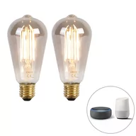 Żarówki LED - Calex Zestaw 2 inteligentnych lamp LED E27 ST64 dymnych 7W 400 lm 1800K - miniaturka - grafika 1