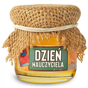 Upominek podziękowanie na dzień nauczyciela miodek z kapturkiem jutowym 40 g - Miód - miniaturka - grafika 1