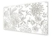 Dekoracje domu - Panel kuchenny HOMEPRINT Biało czarny wzór kwiatów 100x50 cm - miniaturka - grafika 1