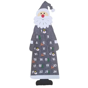 Świąteczny kalendarz adwentowy, świąteczny kalendarz adwentowy wykonany z filcu z 24 kieszeniami, do dekoracji świątecznych i prezentów (szary) - Pozostałe akcesoria świąteczne - miniaturka - grafika 1