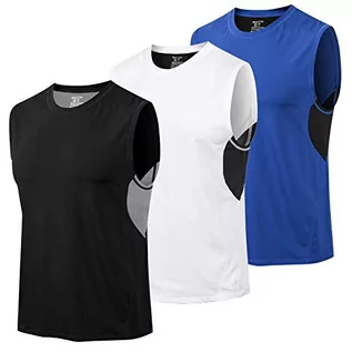 Koszulki sportowe męskie - MEETYOO Kamizelka męska, Czarny + niebieski + biały, S - grafika 1