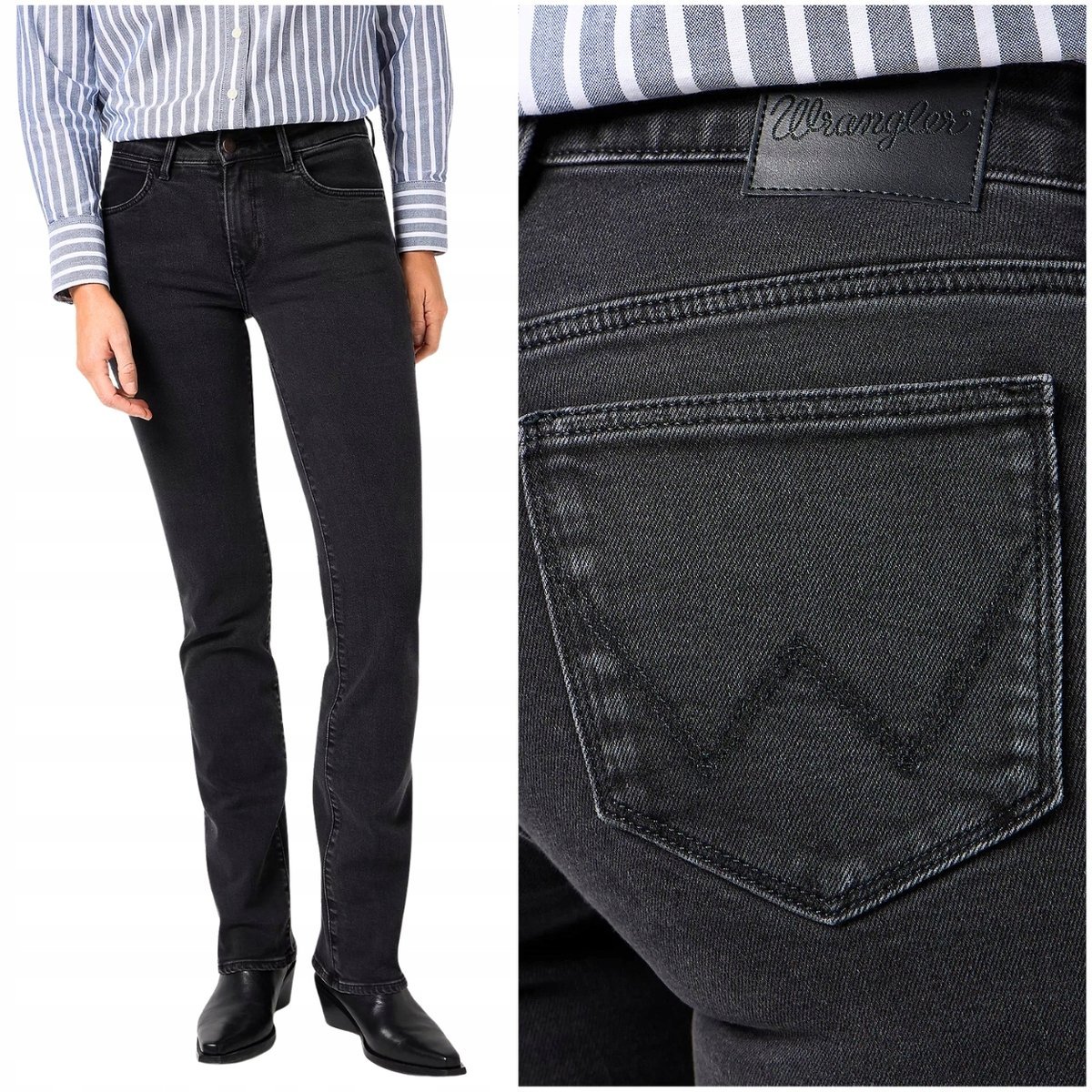 Wrangler BOOTCUT Blackout rozszerzane damskie spodnie jeansowe W24 L32