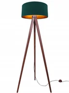 Lampy stojące - Lampa Podłogowa stojąca Trójnóg złoty drewno - miniaturka - grafika 1