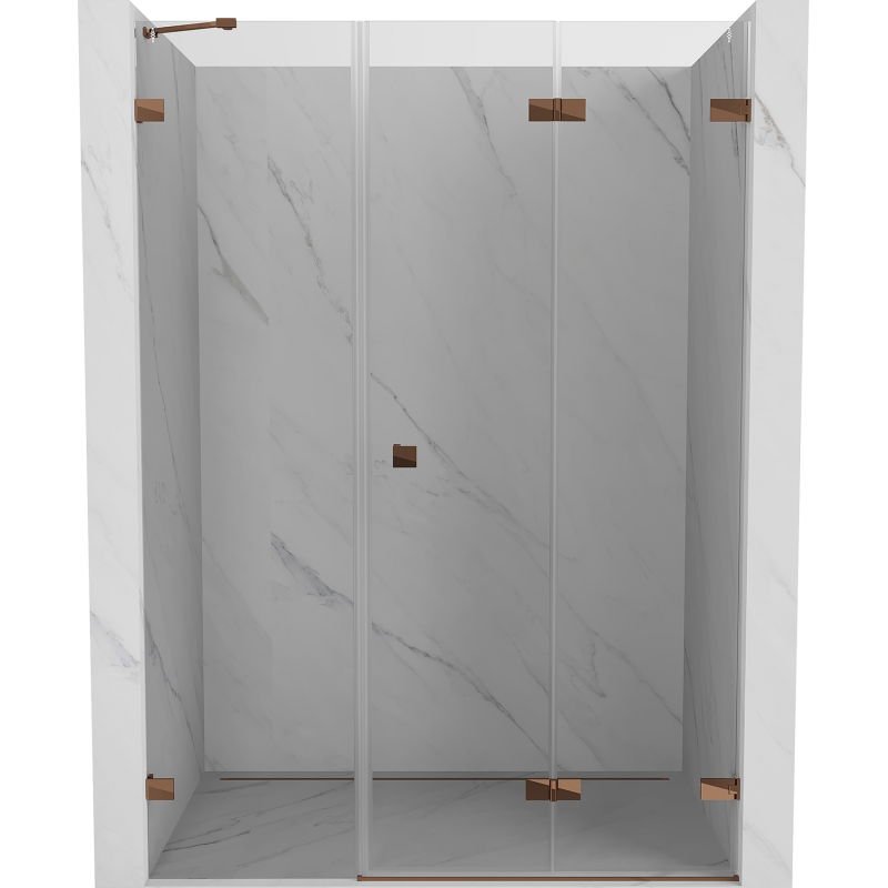 Mexen Lunar-F drzwi prysznicowe składane prawe 135 cm, transparent, różowe złoto - 836S-135-050-60-00-P