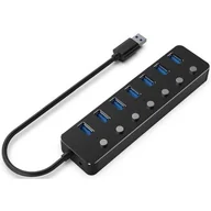 Wtyczki i adaptery - GEMBIRD 7-portowy HUB USB 3.1 Gen 1 z przełącznikami czarny - miniaturka - grafika 1