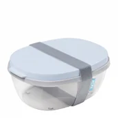 Lunch boxy - Mepal Mepal Ellipse Saladbox Nordic Blue 1,9 L Błękitny Lunch Box Plastikowy Dwukomorowy Z Pojemnikiem Na Sos - miniaturka - grafika 1