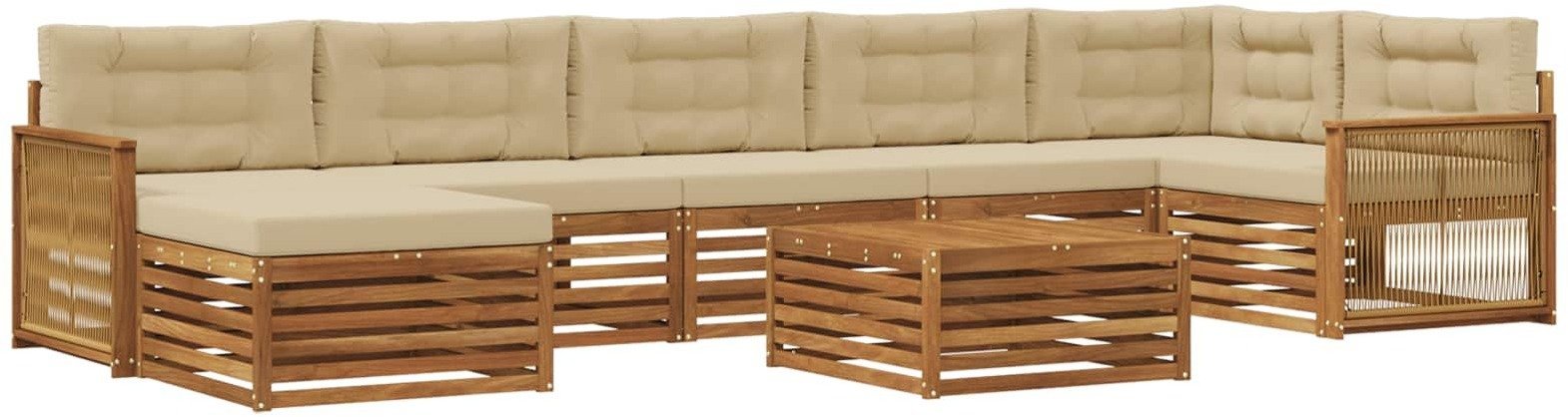 vidaXL Zestaw sof na zewnątrz z poduszką 8 pcs Naturalny i Beżowy