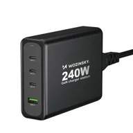 Ładowarki do telefonów - Ładowarka sieciowa GaN 240W USB-A 3x USB-C czarna - miniaturka - grafika 1