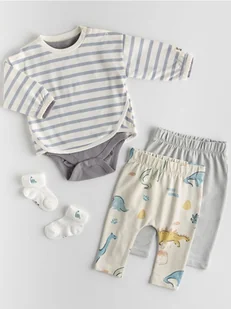 Reserved - Bawełniane legginsy 2 pack - jasnoszary - Spodenki dla niemowląt - miniaturka - grafika 1