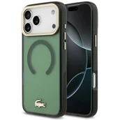 Etui i futerały do telefonów - Etui LACOSTE Shockproof Transparent Frosted Gold Logo MagSafe do Apple iPhone 17 Pro Max Ciemnozielony - miniaturka - grafika 1