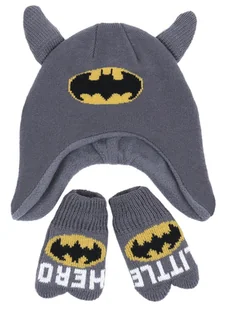 Komplet: czapka + rękawiczki BATMAN 0-6 m - Czapki damskie - miniaturka - grafika 1