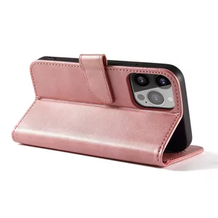 Magnet Case elegancki futerał etui pokrowiec z klapką i funkcją podstawki iPhone 13 Pro różowy - Etui i futerały do telefonów - miniaturka - grafika 4