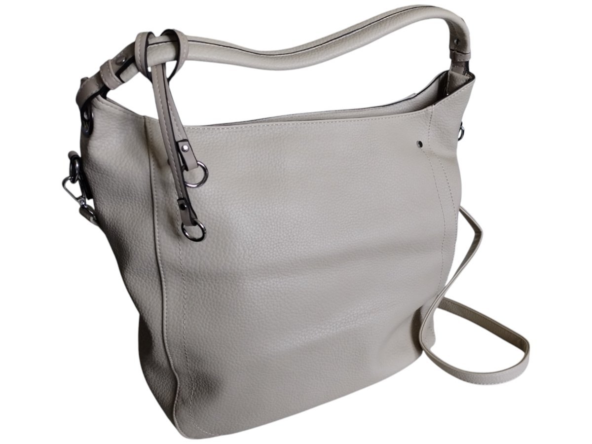 Torebka Damska Shopper Z Przegrodą Duża Beżowa Torba Na Ramię, Miejski Styl