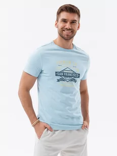 T-shirt męski bawełniany z nadrukiem - błękitny  V1 S1732 - Koszulki męskie - miniaturka - grafika 1