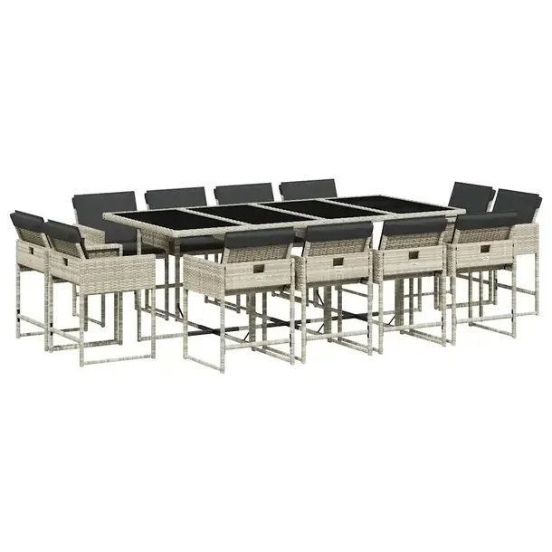 Zestaw mebli ogrodowych jasnoszary rattan PE, stół 220x106x73 cm, krzesł