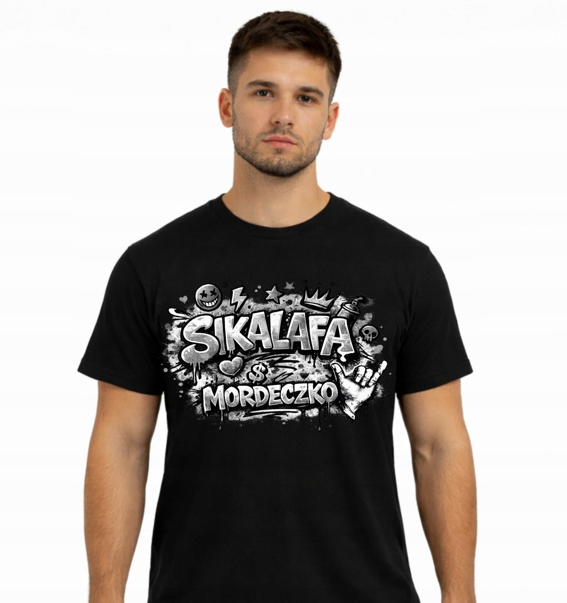 SIKALAFĄ MORDECZKO GRAFFITI KOSZULKA T-SHIRT CZARNY PREMIUM L