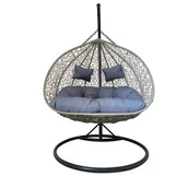 Fotele ogrodowe wiszące - Bujak fotel wiszący 2-osobowy okrągły 132 x 75 cm szary - miniaturka - grafika 1