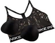 Biustonosze - NIKE Dri Fit Indy Strpy Sparkle Biustonosz czarny/czarny/Dk Smoke Grey L - miniaturka - grafika 1
