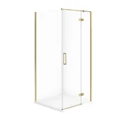 Kabiny prysznicowe - Kabina prysznicowa Cersanit Jota 80x80x195 kwadratowa złoty transparentne z brodzikiem tako slim 4cm biały S601-366 - miniaturka - grafika 1