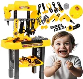 Mały majsterkowicz - Warsztat Majsterkowicza z Wkrętarką Kaskiem Narzędzia Dla Dzieci zabawkowe - miniaturka - grafika 1