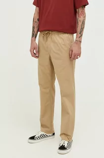 Spodnie męskie - Vans spodnie męskie kolor beżowy proste - grafika 1