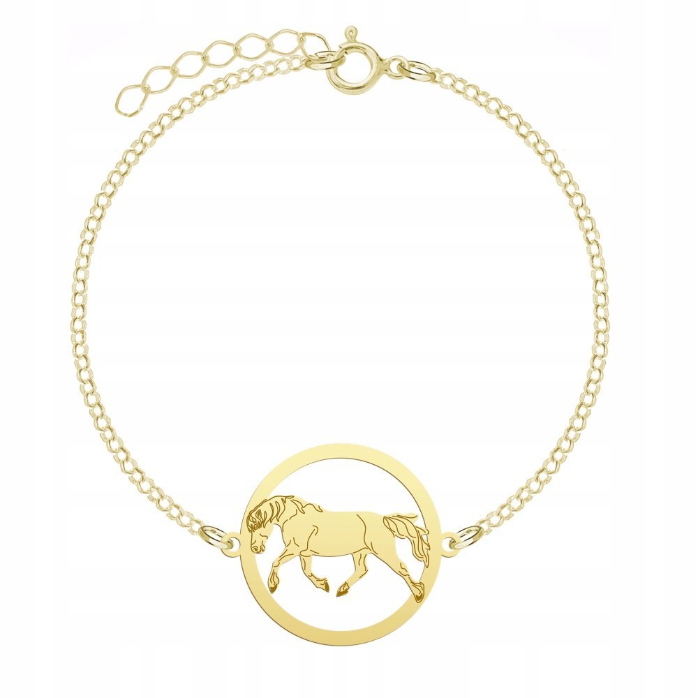 Bransoletka Złota z Koniem Haflinger 925 Łańcuszek Biżuteria GRAWER GRATIS