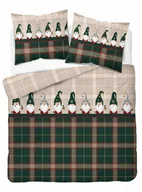 Pościel - Pościel 160x200 Świąteczna zielona beżowa skrzaty 5259 B Bawełna 2024 - miniaturka - grafika 1