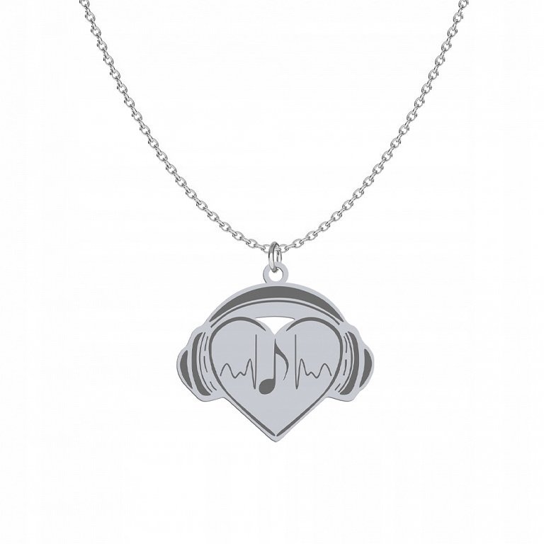 SERCE I SŁUCHAWKI Naszyjnik srebro GRAWER GRATIS