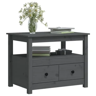 Lumarko Stolik kawowy, szary, 71x49x55 cm, lite drewno sosnowe - Ławy i stoliki kawowe - miniaturka - grafika 5