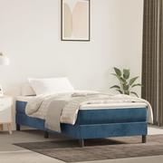 Łóżka - Lumarko Łóżko kontynentalne z materacem, niebieskie, aksamit, 100x200cm - miniaturka - grafika 1