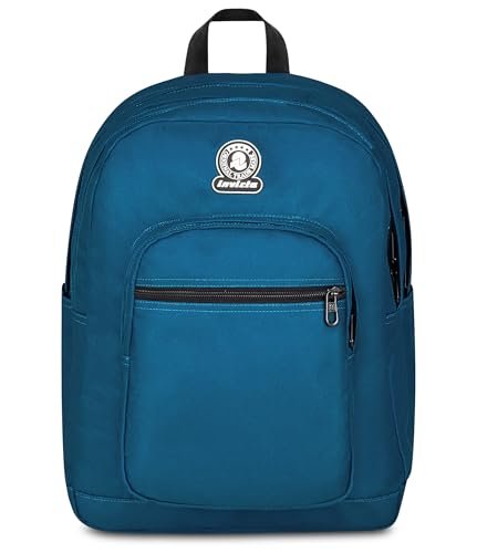 Invicta Plecak szkolny z podwójną komorą Dial Solid, niebieski, kieszeń na butelkę, 14-calowa kieszeń na PC, maksymalna pojemność, plecak szkolny, chłopiec i dziewczynka, Niebieska, Taglia unica,