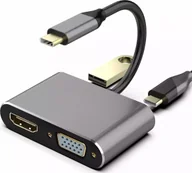 Adaptery i przejściówki - RoGer USB-C Multimedia Adapter HDMI 4K@30Hz / VGA 1080p / USB 3.0 / USB-C PD - miniaturka - grafika 1