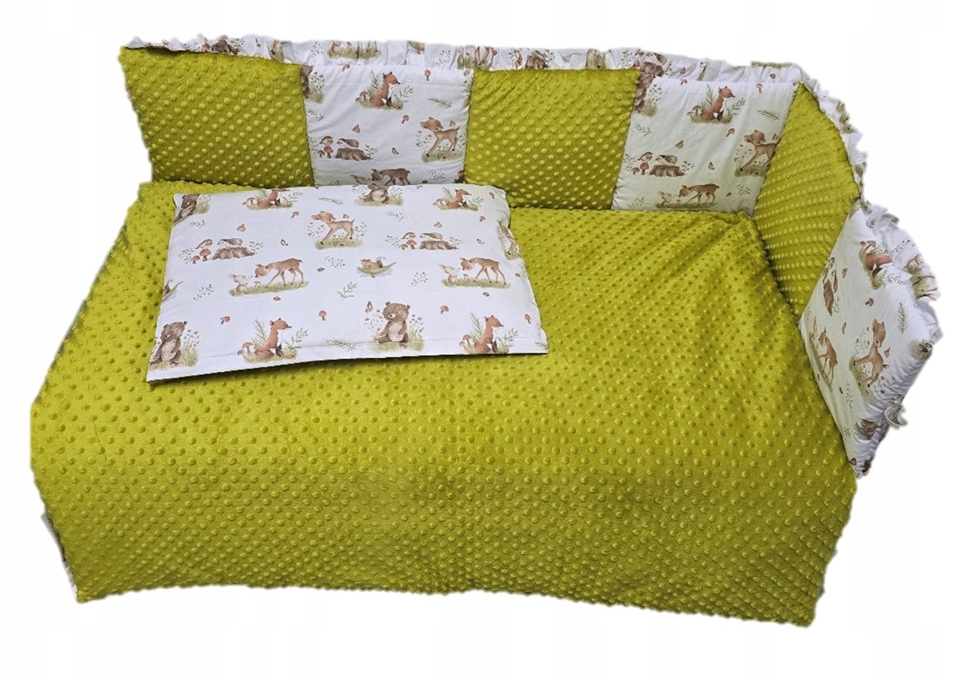 Pościel do łóżeczka, 4 elementy, minky bawełna, Zwierzaki Leśne wys.24h