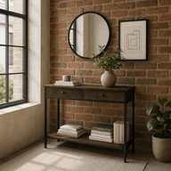 Konsola z Szufladami EVERLY 100 cm do Przedpokoju Dąb Rustykalny/Czarny Loft