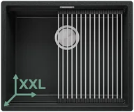 Zlewozmywaki - Zlewozmywak kuchenny granitowy jednokomorowy bez ociekacza z dużą komorą XXL Praga 60 Slim Level + zwijany ociekacz - miniaturka - grafika 1