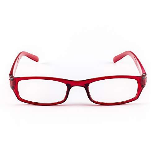 Contacta, Afryka Okulary do czytania dla mężczyzn i kobiet, praktyczne do każdej twarzy, półprzezroczyste oprawki i błyszczące pręty, dioptrii +1,50, kolor czerwony, opakowanie z etui na okulary, 17 g