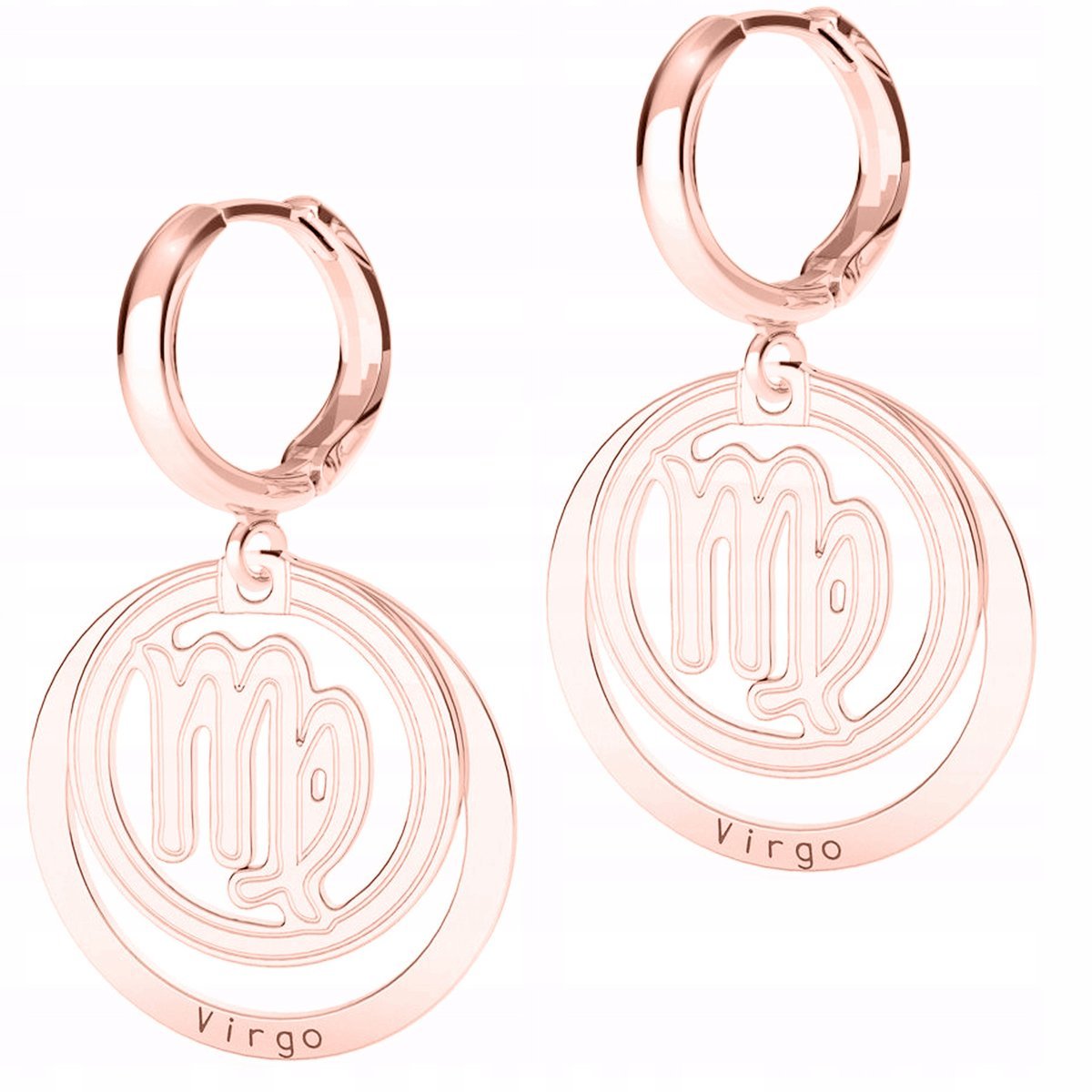 Kolczyki Pozłacane ze Znakiem Zodiaku Panna Virgo Zodiaki Panny SREBRO 925
