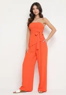 Komplety damskie - Pomarańczowy Komplet Bluzka z Asymetrycznym Dołem i Szerokie Spodnie Ralavinea - miniaturka - grafika 1