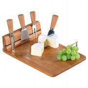 Deski do krojenia - Deska do krojenia serwowania serów z nożami bambus - miniaturka - grafika 1