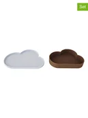 Sztućce dla dzieci - OYOY mini 2-częściowy zestaw naczyń "Chloe Cloud" w kolorze błękitno-brązowym - miniaturka - grafika 1