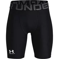 Spodnie i spodenki dla chłopców - Under Armour Under Armour Chłopięce oddychające spodnie sportowe dla chłopców, szybkoschnące krótkie spodnie z materiału HeatGear Ua Hg Armour Shorts czarny czarno-biały YXL 1361737-001-Youth X-Large - miniaturka - grafika 1